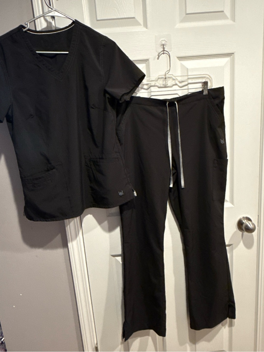 Urbane Black Drawstring Women's Scrub Set